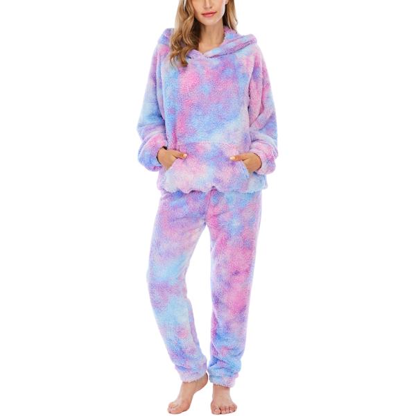 2-Piece Wearable Blanket Hoodie Set Oversized Fleece Tie-Dye Hooded Sweatshirt and Lounge Pants Loungewear Cozy One Size Fits All