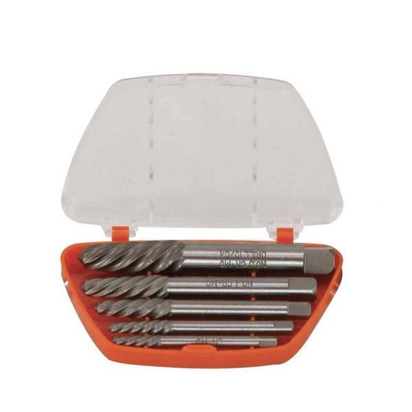 Force 5-Piece Spiral Screw Extractor Set (Sizes: 7/64–19/64) – 2-Pack, Chrome Steel
