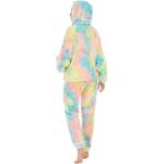 2-Piece Wearable Blanket Hoodie Set Oversized Fleece Tie-Dye Hooded Sweatshirt and Lounge Pants One Size Fits All Pastel Rainbow