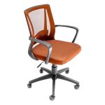 Magma Mid-Back Mesh Office Chair Ergonomic Computer Desk Chair with Fixed Armrests Nylon Base Swivel Task Chair Brown
