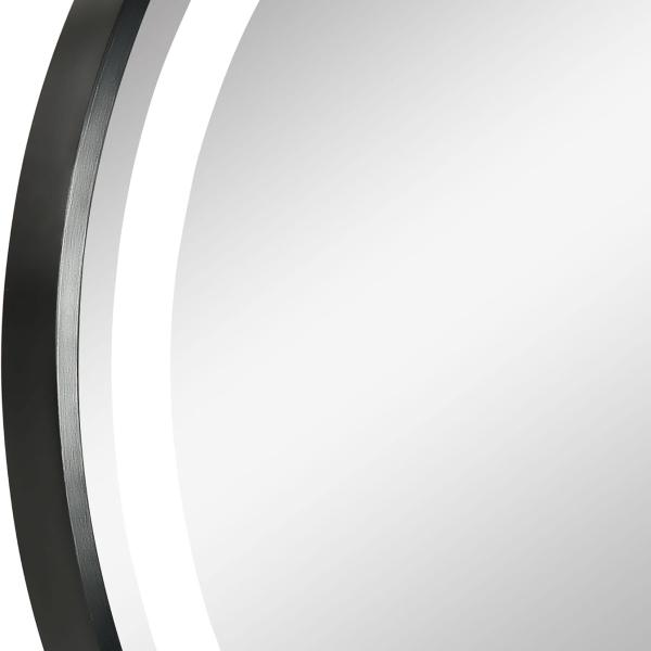 60 Round LED Bathroom Mirror with Black Frame Touch Sensor Control Wall-Mounted Lighted Vanity Mirror Matte Black 60cm