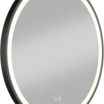 60 Round LED Bathroom Mirror with Black Frame Touch Sensor Control Wall-Mounted Lighted Vanity Mirror Matte Black 60cm