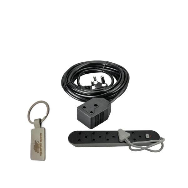 10 m Heavy-Duty Extension Cord with 5-Way Multiplug & TIT Keychain – Value Tree Power Lead