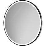 60 Round LED Bathroom Mirror with Black Frame Touch Sensor Control Wall-Mounted Lighted Vanity Mirror Matte Black 60cm